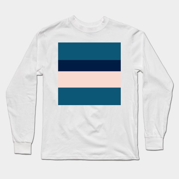 A scarce pot-pourri of Oxford Blue, Blue Sapphire, Christmas Blue, Pale Cyan and Champagne Pink stripes. Long Sleeve T-Shirt by Sociable Stripes